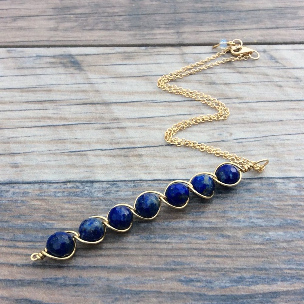 Lapis necklace, Throat chakra, 14k Gold filled, crystal healing necklace